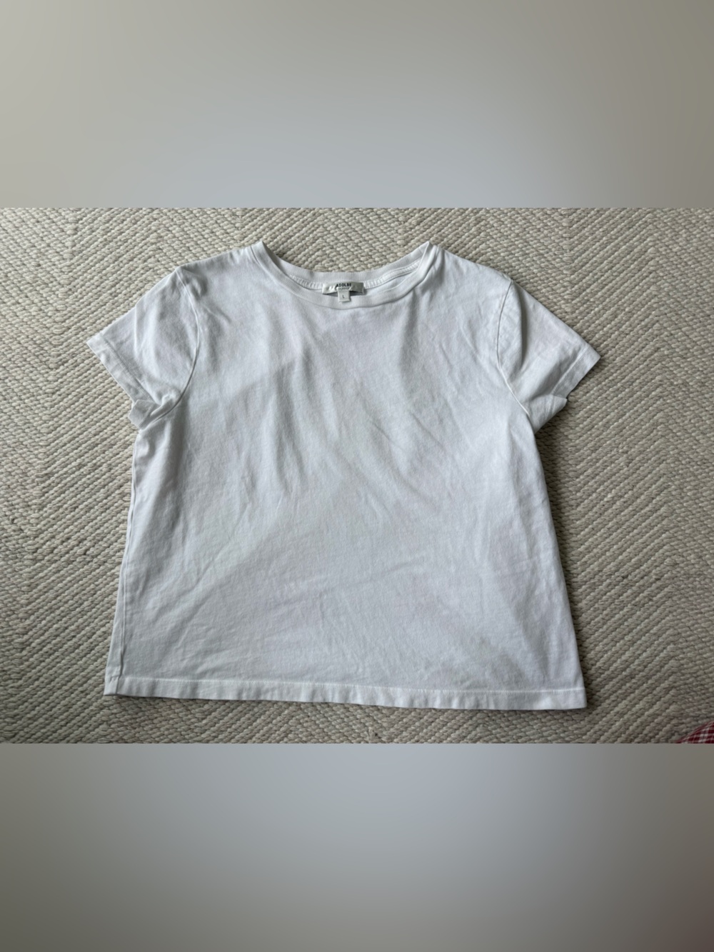 Agolde Basic Semi Cropped Cotton White Tshirt sz Large